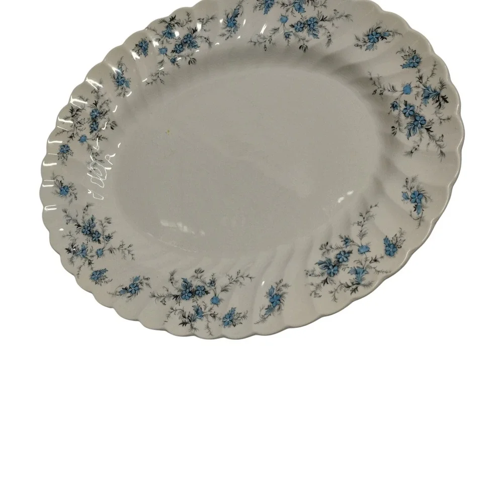 Myott Forget Me Not Blue Floral Oval Platter England Staffordshire Ware‎